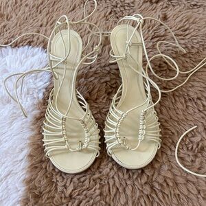 Bottega Veneta Yellow Dot Heeled Sandals